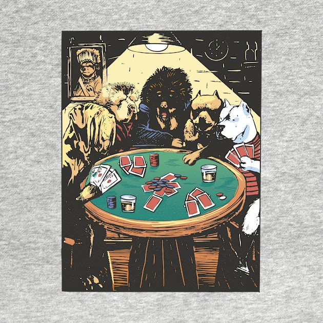 Funny Dogs Playing Poker Illustration by SLAG_Creative